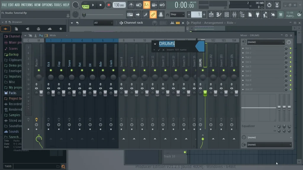 FL Studio mixer kanalen groeperen